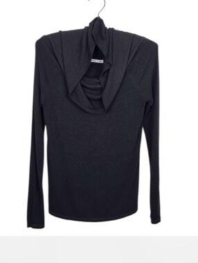 Michael Stars Charcoal Gray Cowl Neck Ribbed Long Sleeve Tee O/S